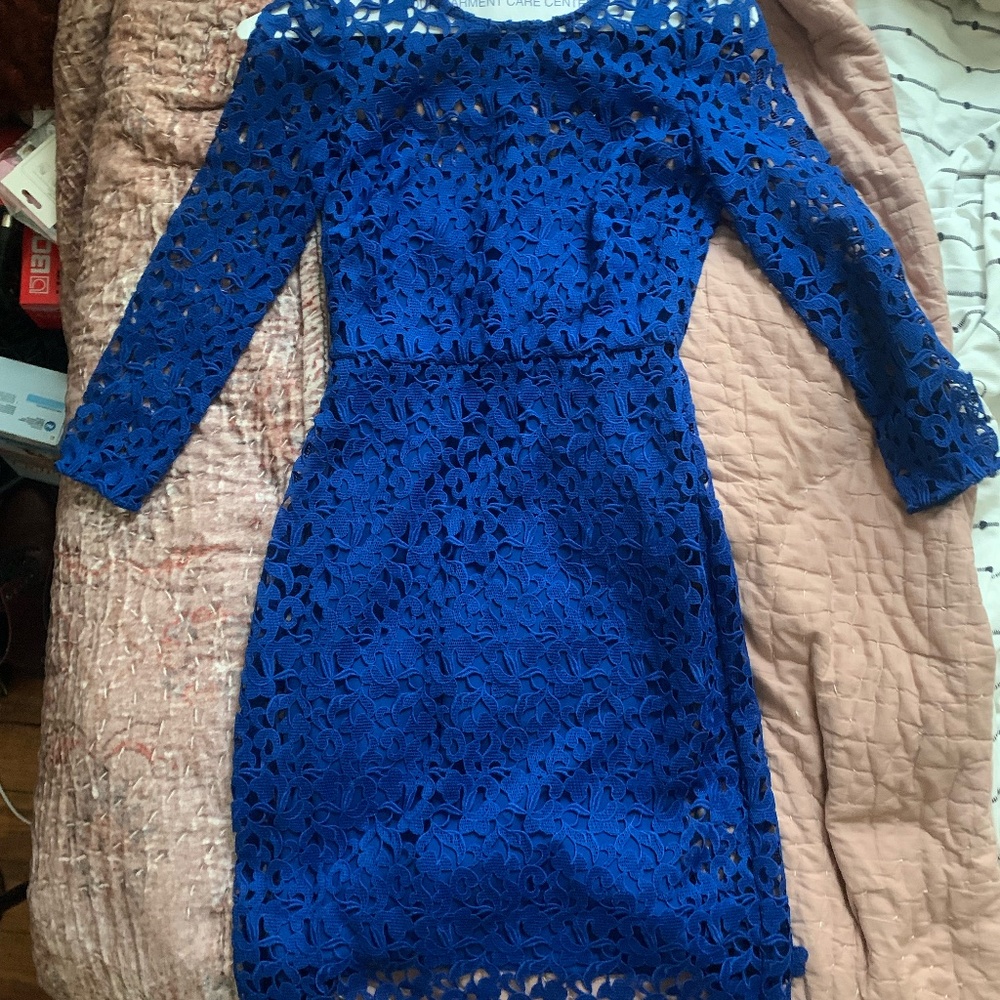 Size 000 J. Crew Royal Blue Embroidered Dress